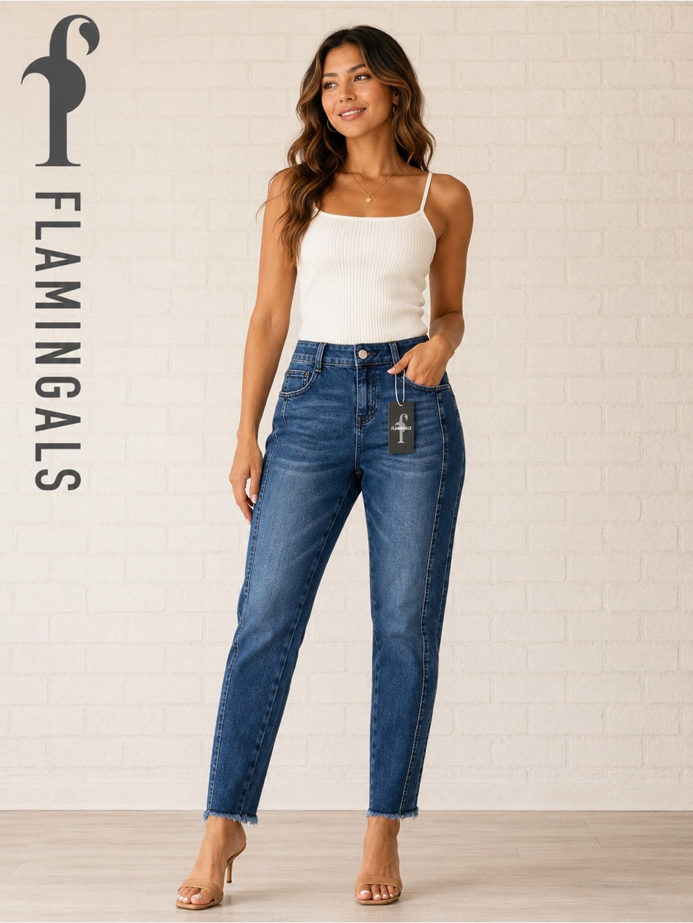Flamingals Blue Skinny Ankle Jeans Frayed Hem Women's Size S